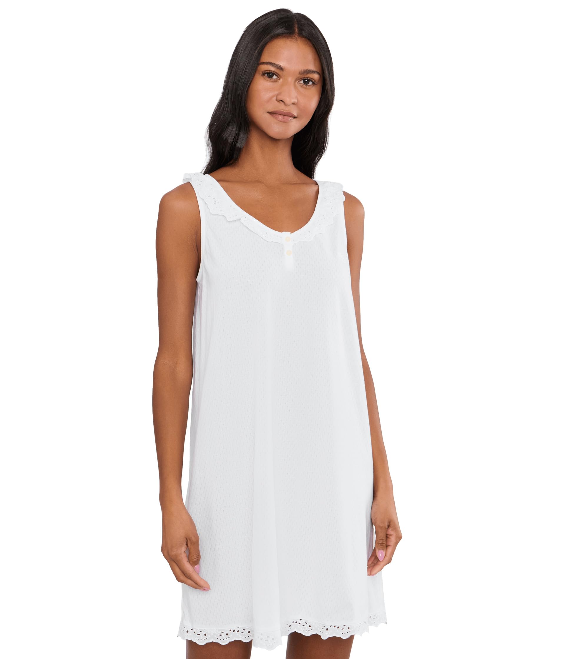 Ночная рубашка Eyelet Button Flutter Neck Gown