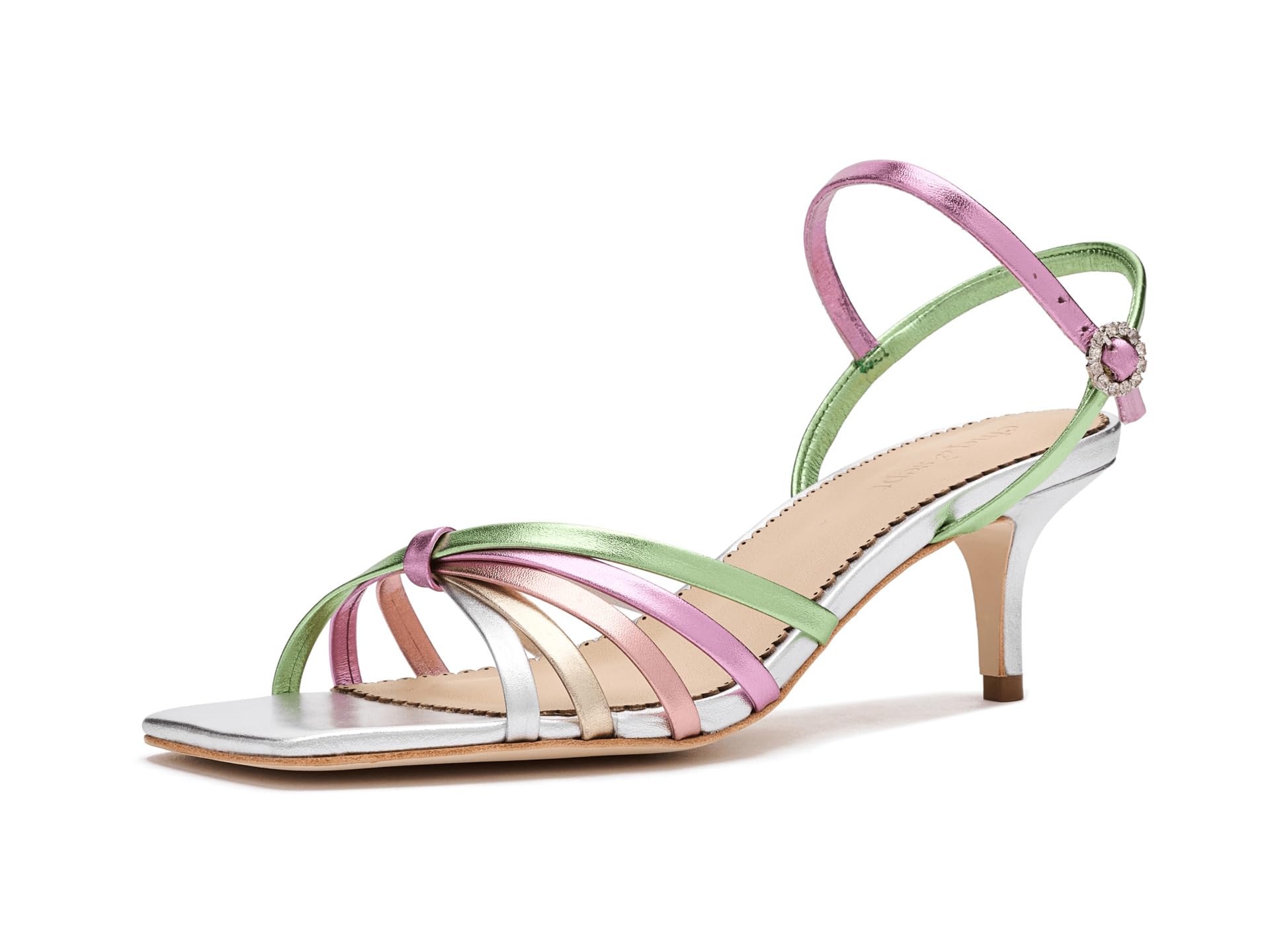 Malia Strappy Metallic Kitten Heel Sandals