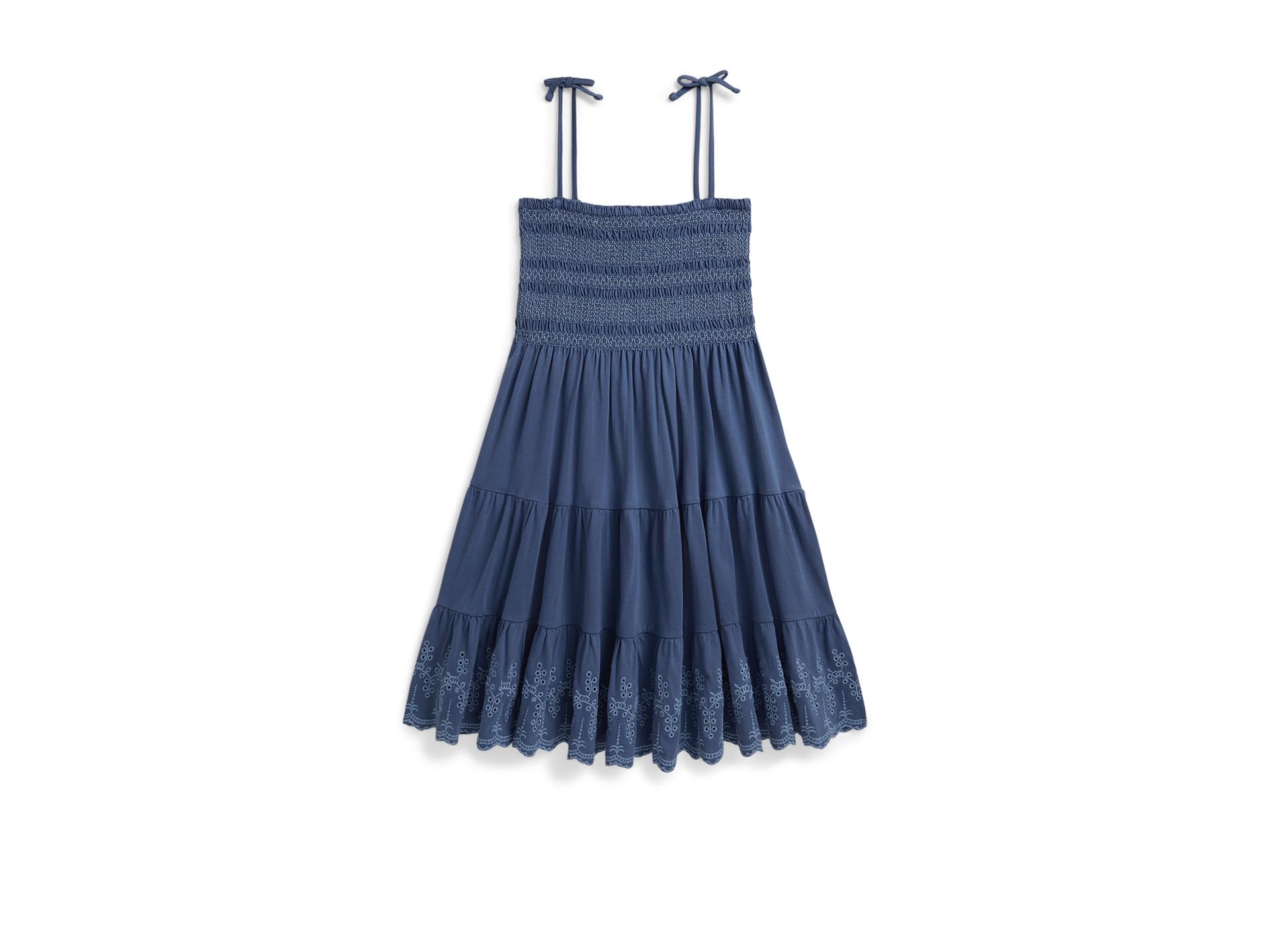 Smocked Eyelet Cotton Jersey Dress (Big Kid)