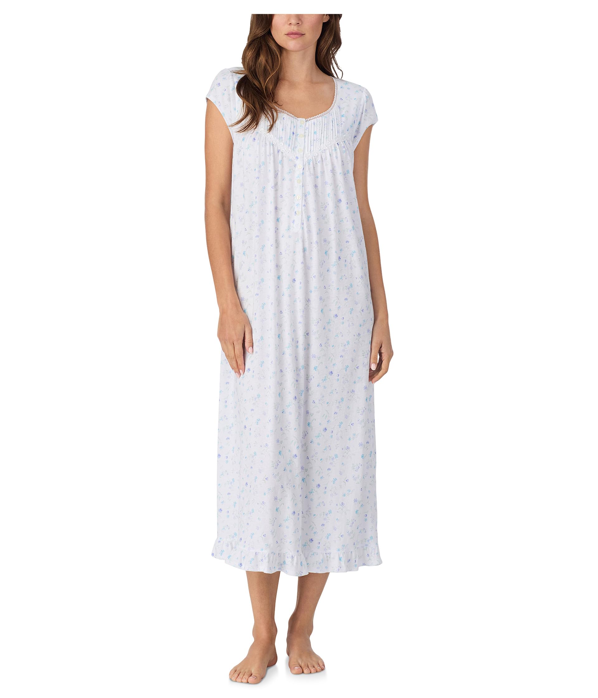 Cotton Knit Cap Sleeve Long Gown