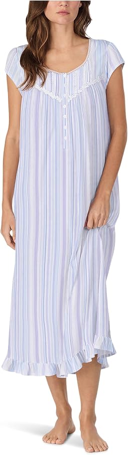 Cotton Knit Cap Sleeve Long Gown
