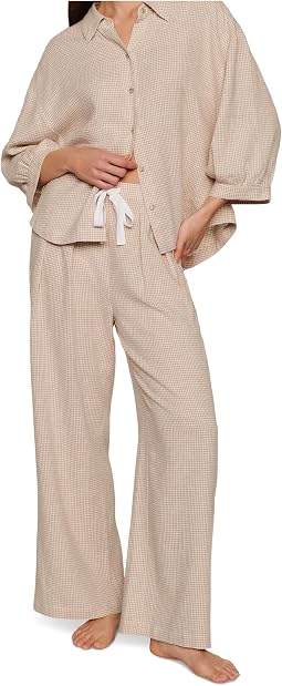 Gingham White/Warm Taupe