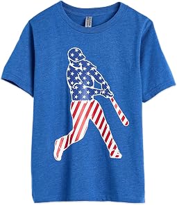 Baseball T-Shirt Short Sleeve - Baseball Stars and Stripes Player (Little Kid/Big Kid)