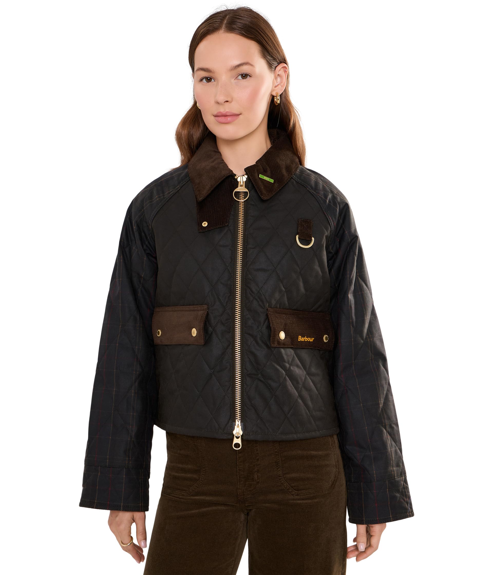Женское стеганое пальто Barbour из восковой ткани Spey с тартановым принтом