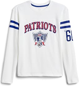NFL New England Patriots Striped Yoke Long Sleeve Tee (Little Kid/Big Kid)