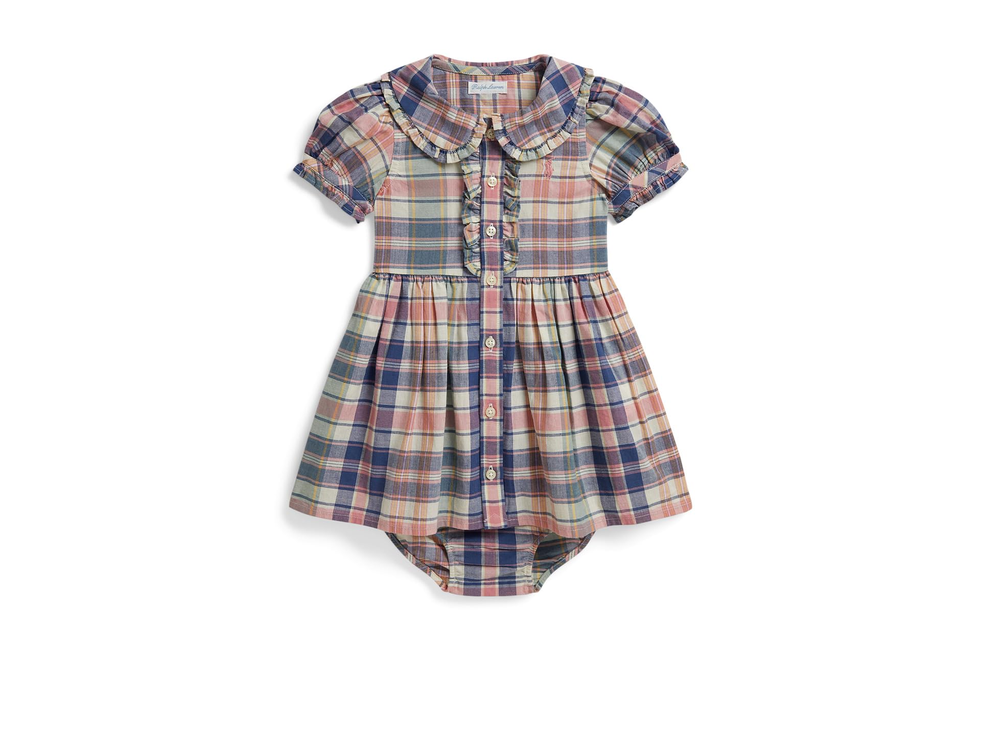 Plaid Cotton Shirtdress & Bloomer (Infant)