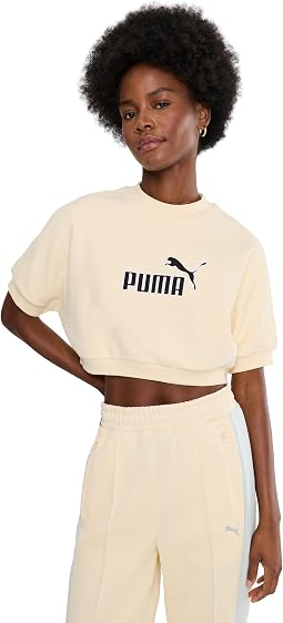 PUMA футболка с коротким рукавом и круглым вырезом, логотип, расслабленный крой, персиковый оттенок