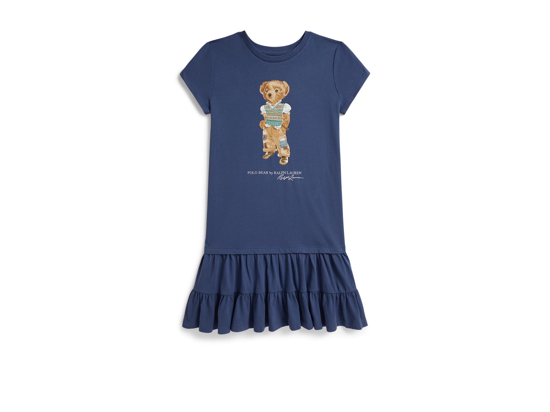 Polo Bear Tiered Cotton Jersey Dress (Big Kid)