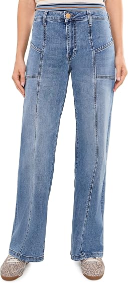 Jeans High-Rise Wide Front Seam Patch Front Pockets in Utilize/Medium Base Wash