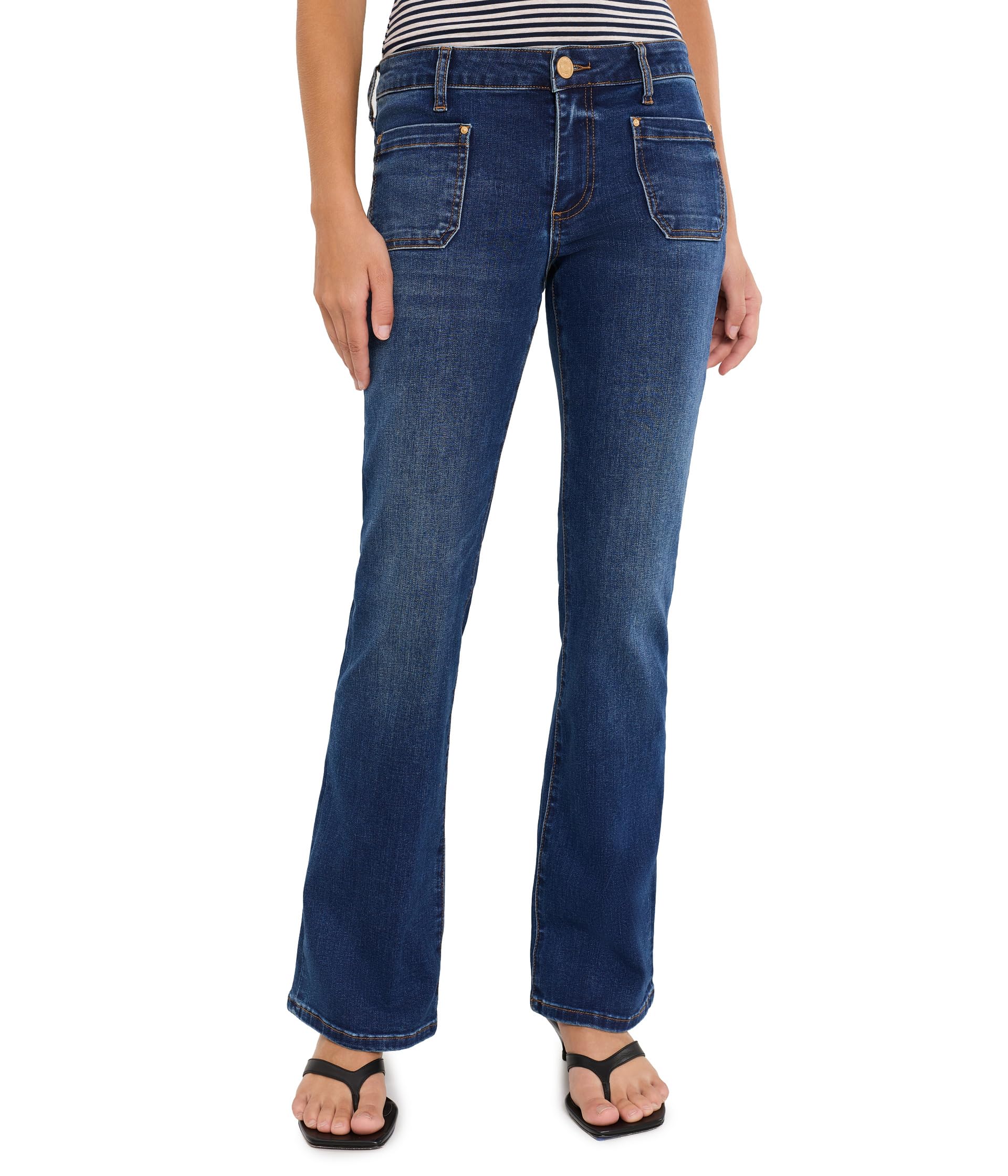 Petite Natalie Mid-Rise Flare with Patch Pocket Clean Hem in Champ