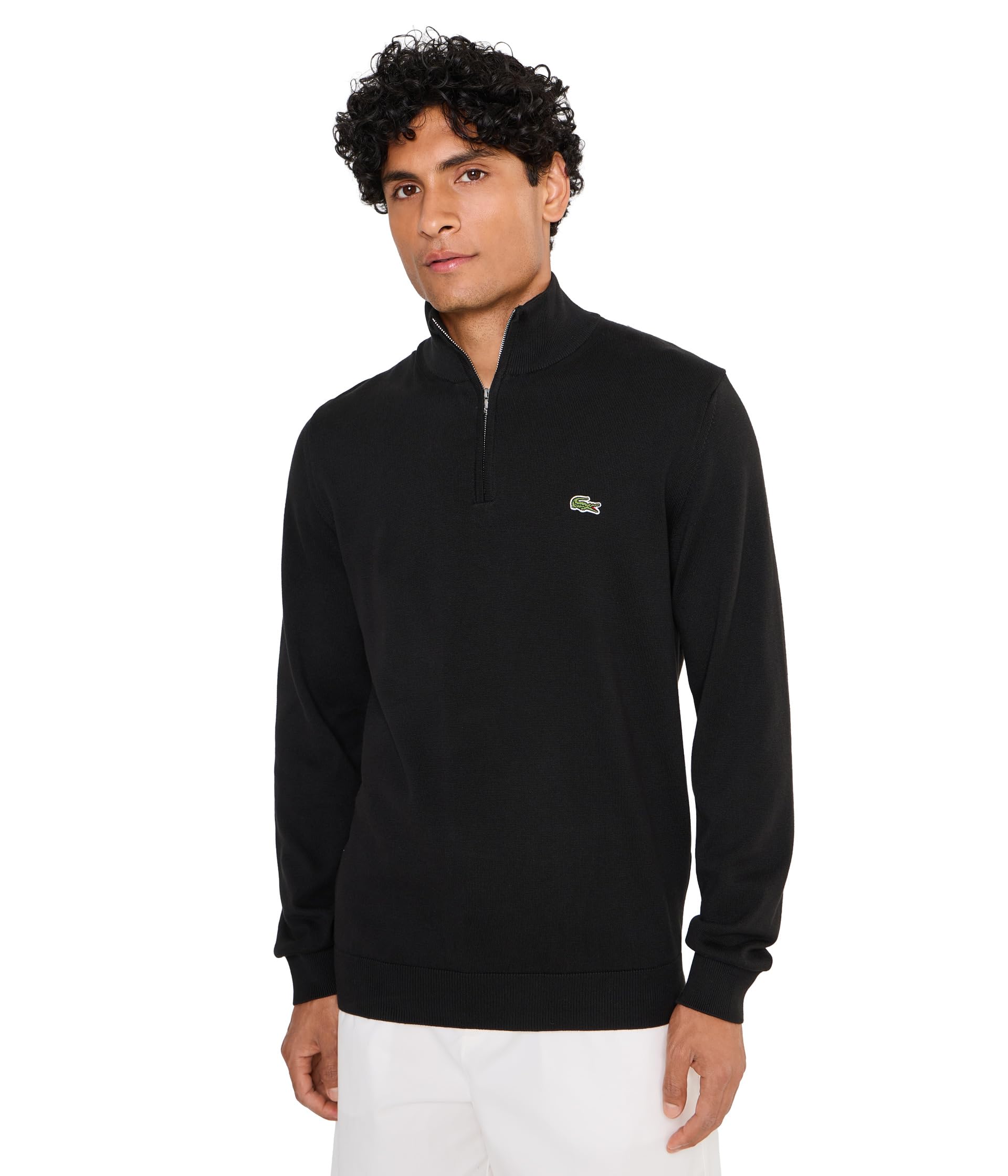 Zipped High Neck Cotton Sweater