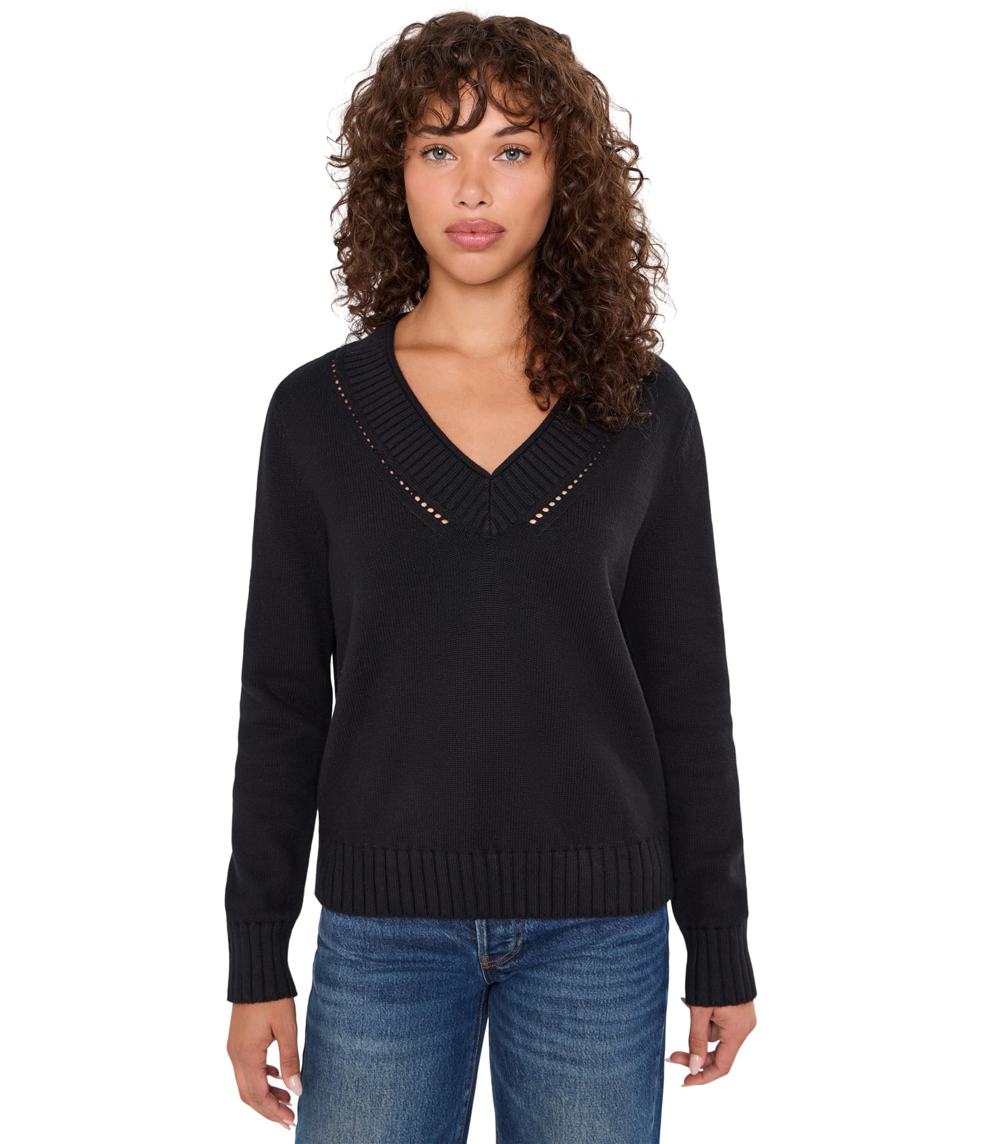 Virginia V-Neck Pullover with Pointelle Details