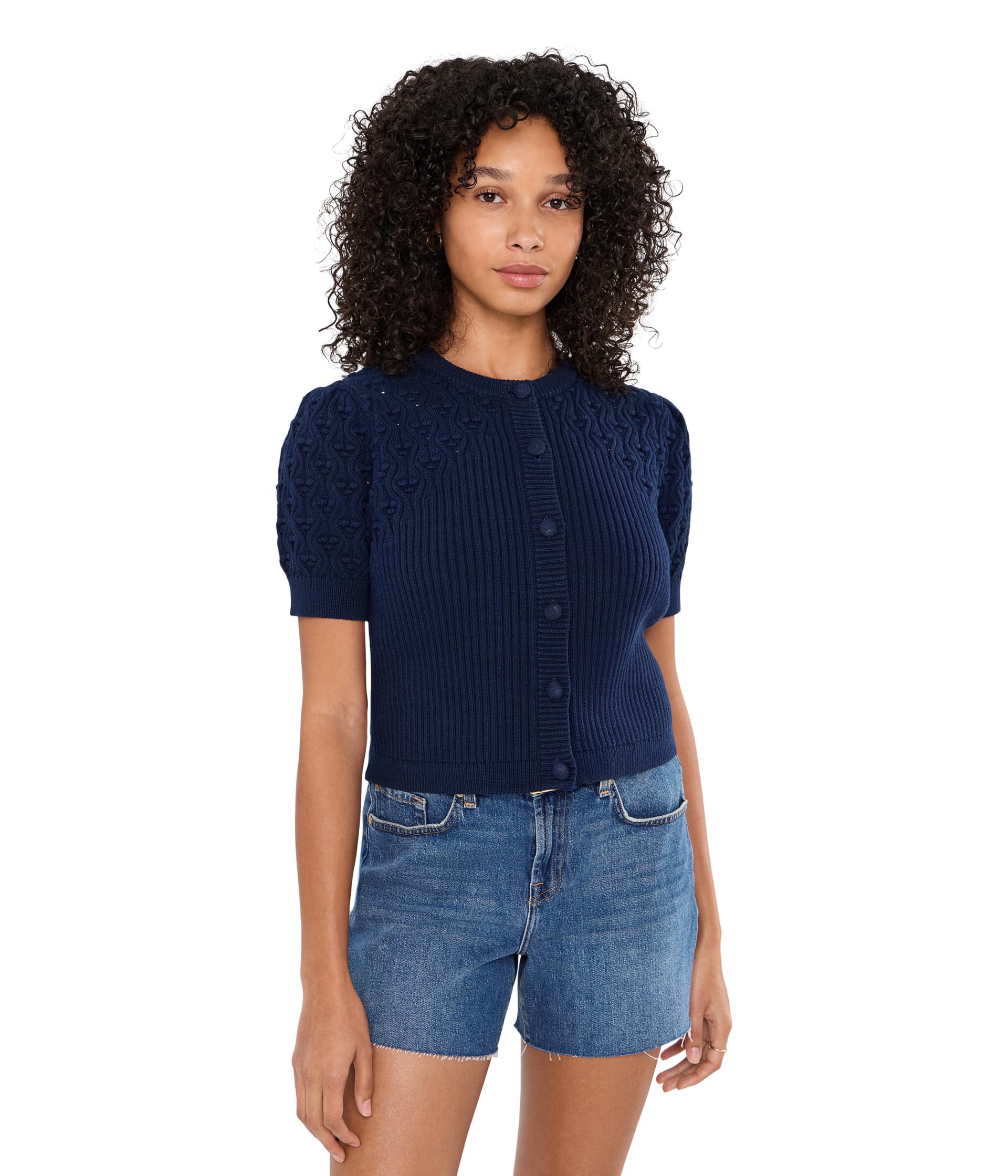 Cici Bobble Knit Short Sleeve Cardigan