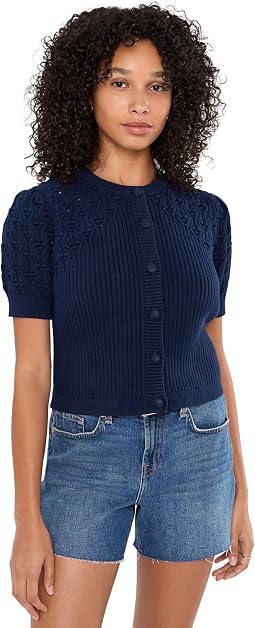 Cici Bobble Knit Short Sleeve Cardigan