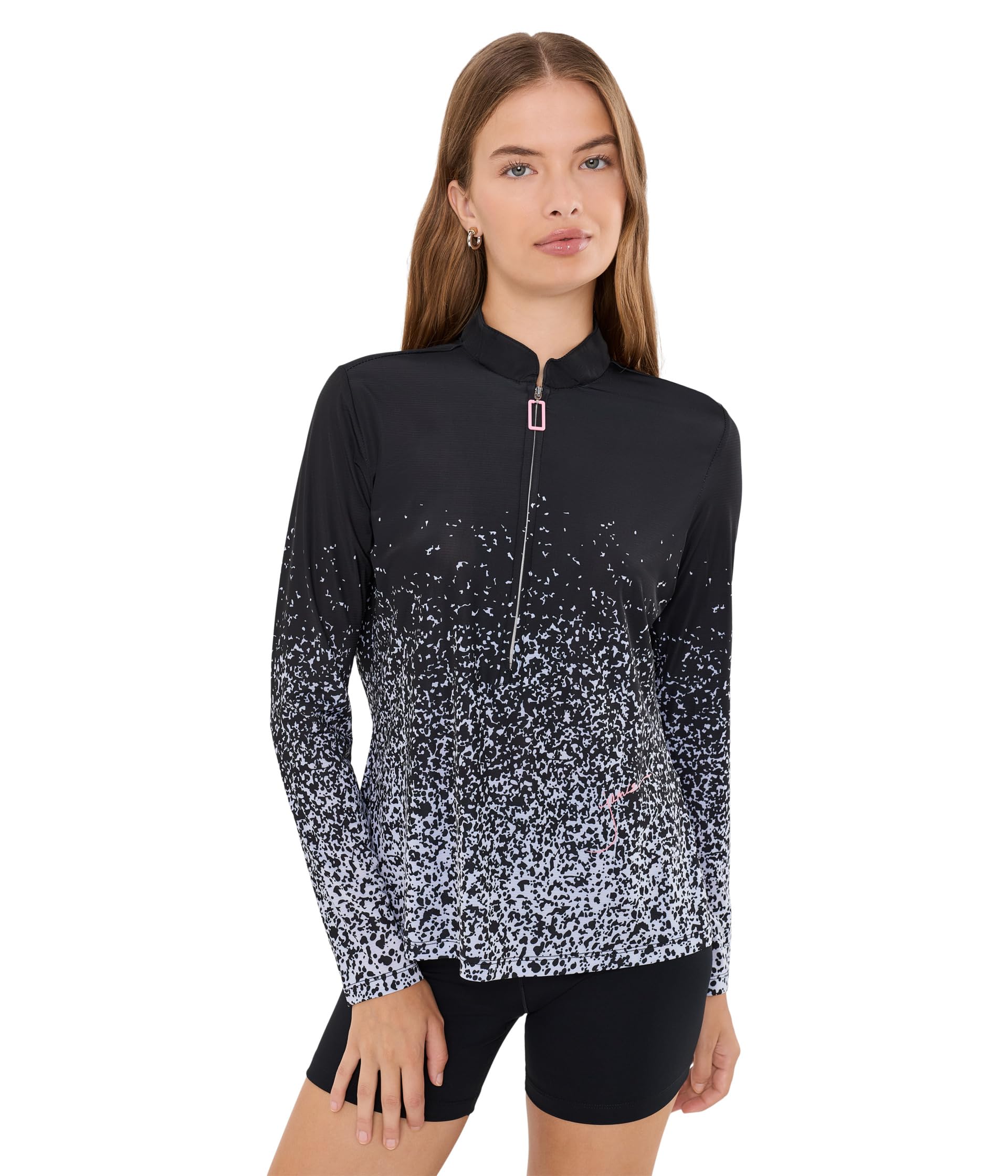Speckle Fade Long Sleeve Zip Mock Golf Top