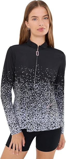 Speckle Fade Long Sleeve Zip Mock Golf Top