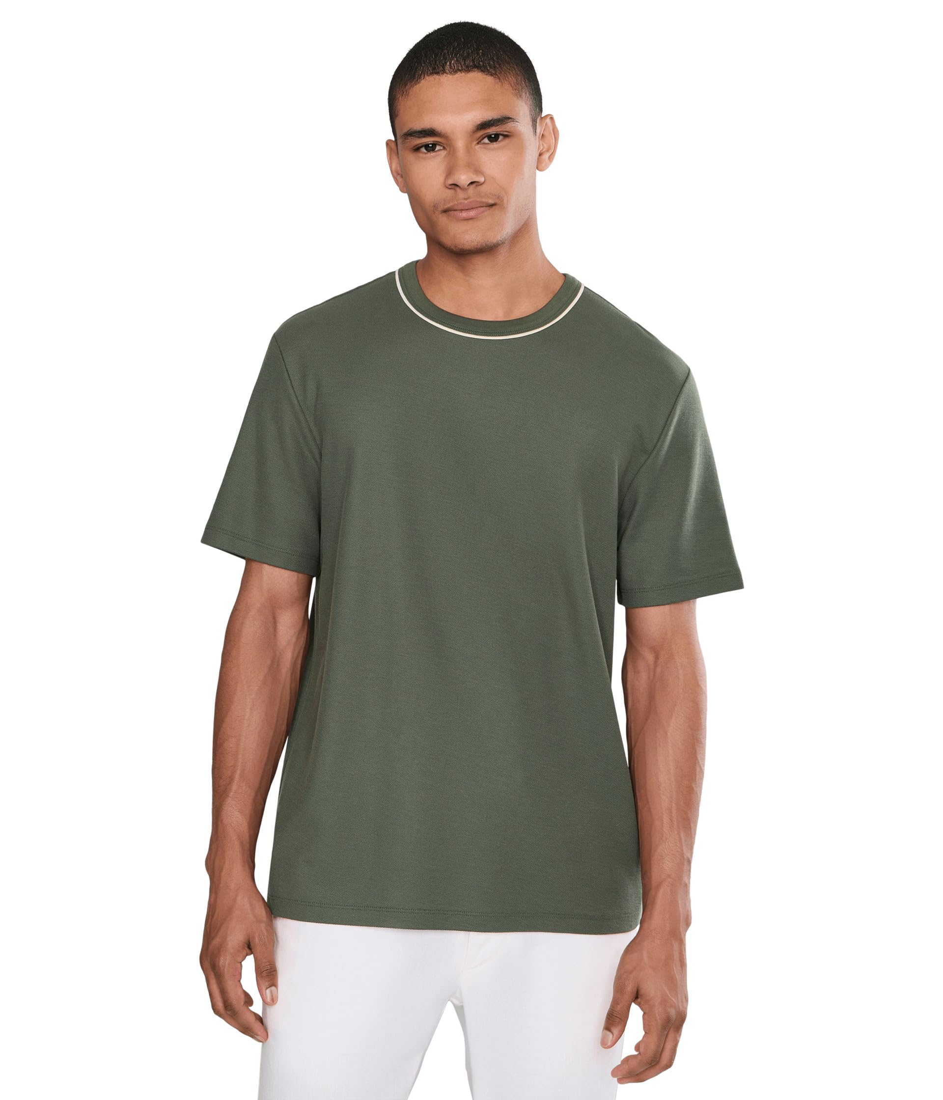 Tipped Pima Pique Short Sleeve Crew