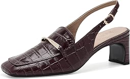 Merlot Red Croco Print Leather