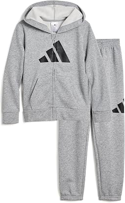 Essential Big Logo Heather Fleece Heather Fleece Jacket Joggers Set (Toddler/Little Kid)