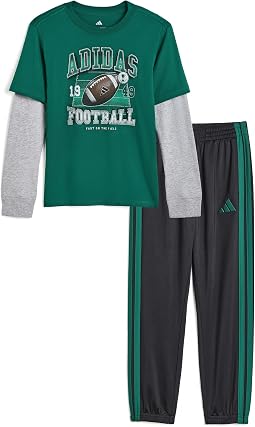 Layered Cotton Graphic Tee & Pants Set (Toddler/Little Kid)