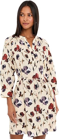 Shirred Neck Placket Dress
