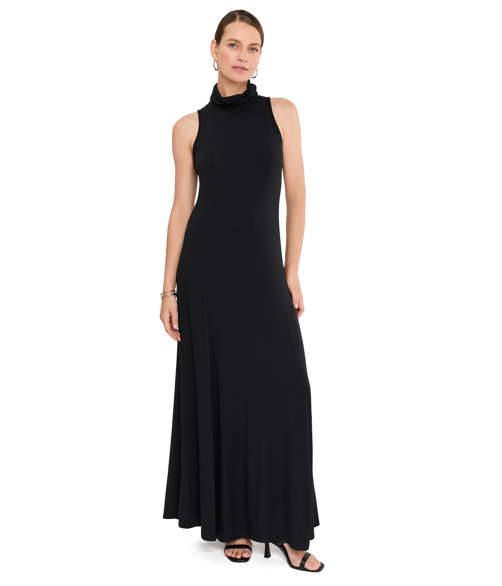 Jersey Sleeveless Turtleneck Maxidress