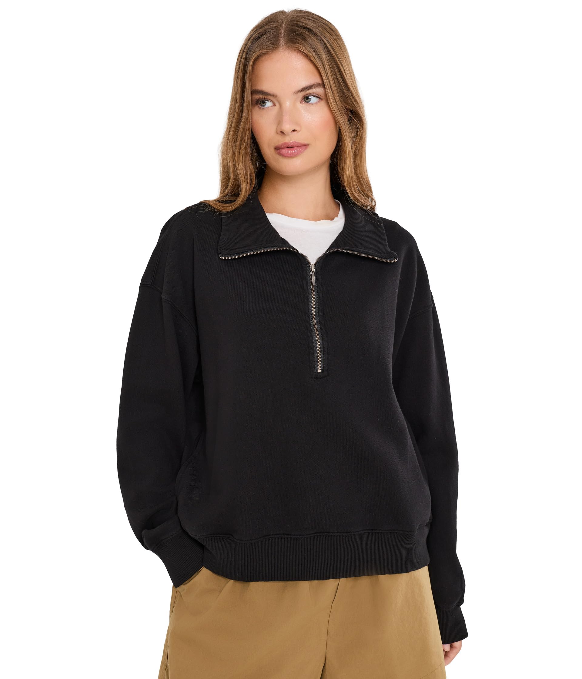 Long Sleeve 1/4 Zip Sweatshirt with Rib Collar
