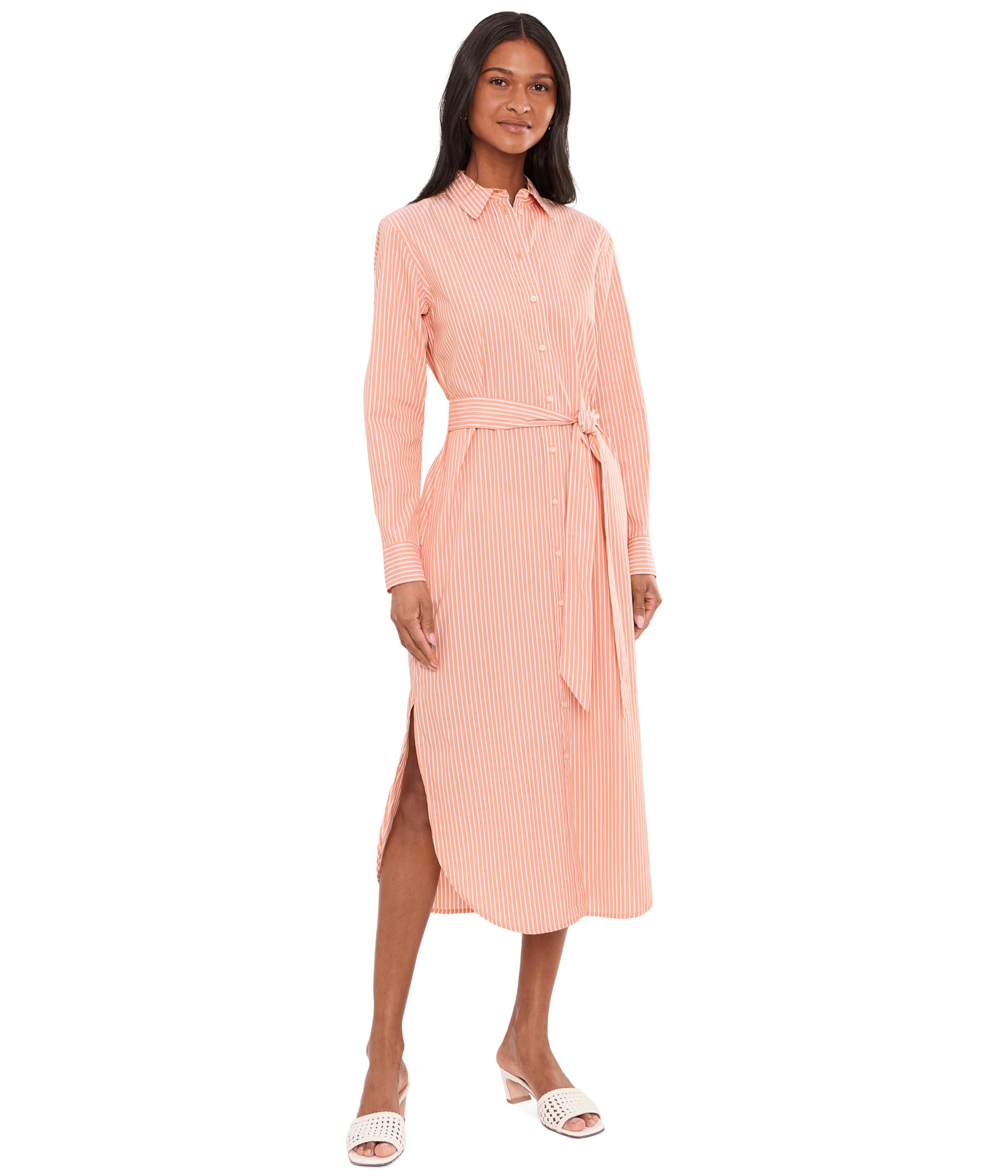 Striped End-On-End Cotton Shirtdress