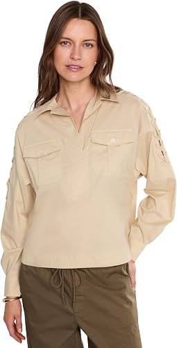 Lace-Up-Trim Cotton-Blend Cropped Shirt