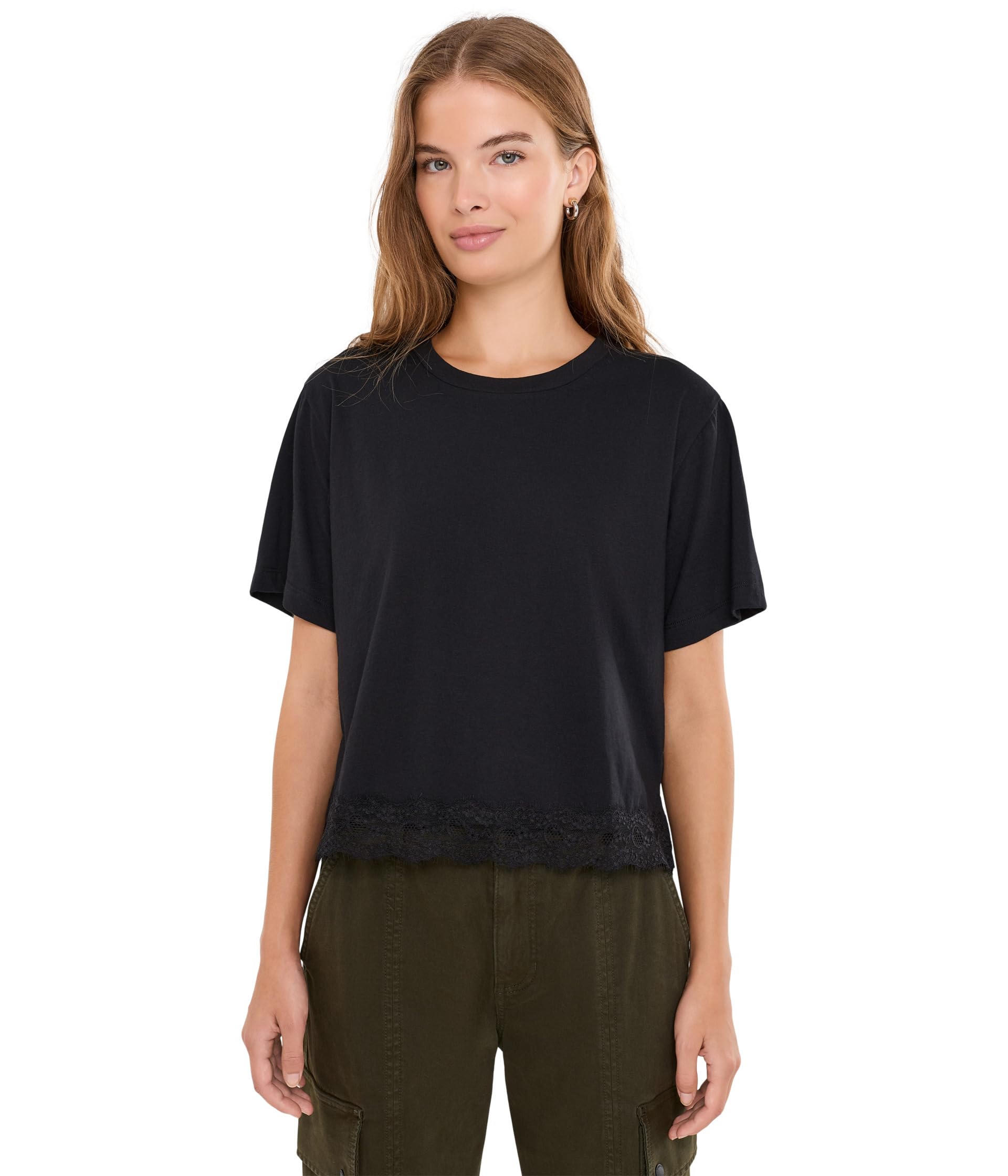Lainey Lace Trim Shorts Sleeve Tee