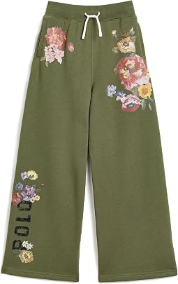 Floral Wide-Leg Fleece Sweatpants (Big Kid)