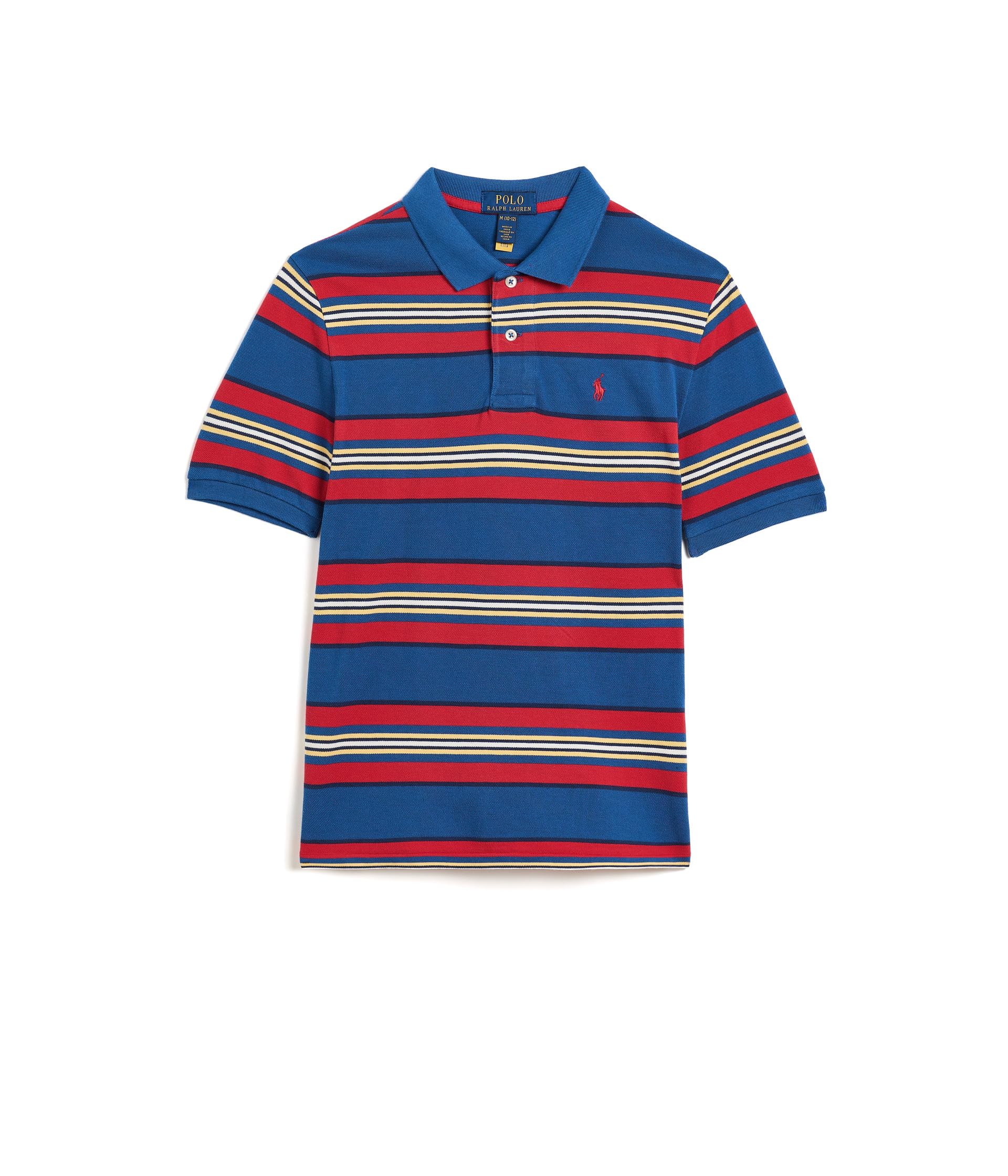 Striped Cotton Mesh Polo Shirt (Big Kid)