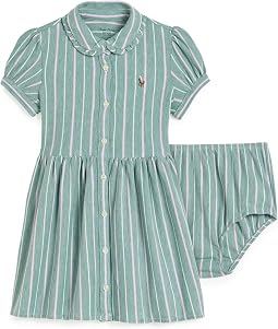 Striped Knit Oxford Shirtdress & Bloomer (Infant)