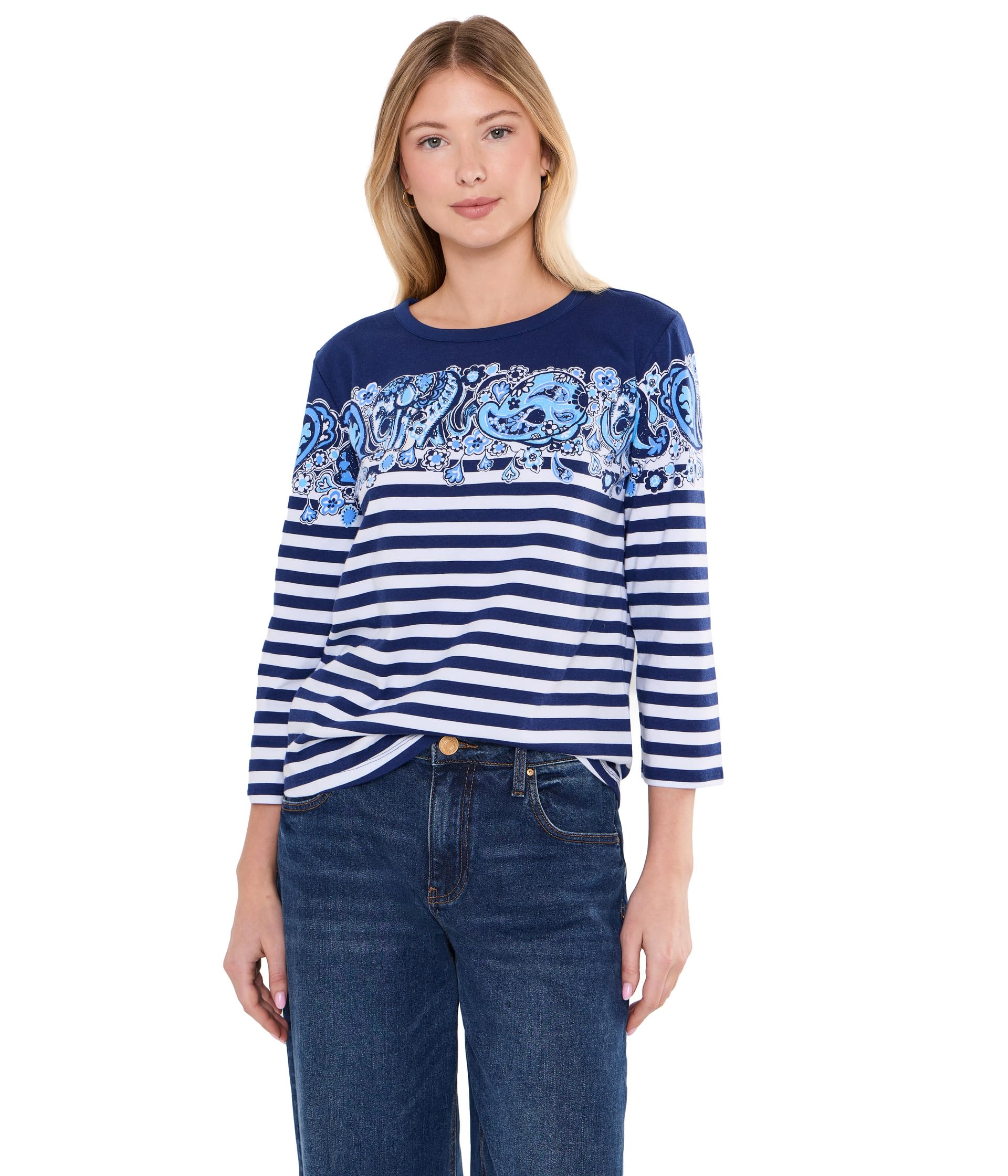 Женская блуза Lilly Pulitzer с вышивкой и рукавом 3/4