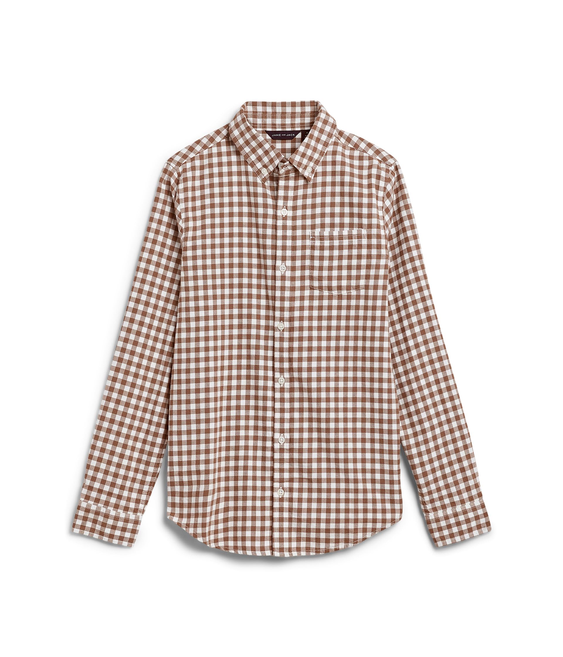 Gingham Brushed Twill Button-Down Shirt (Toddler/Little Kid/Big Kid)
