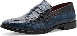 Navy Croco Print Leather