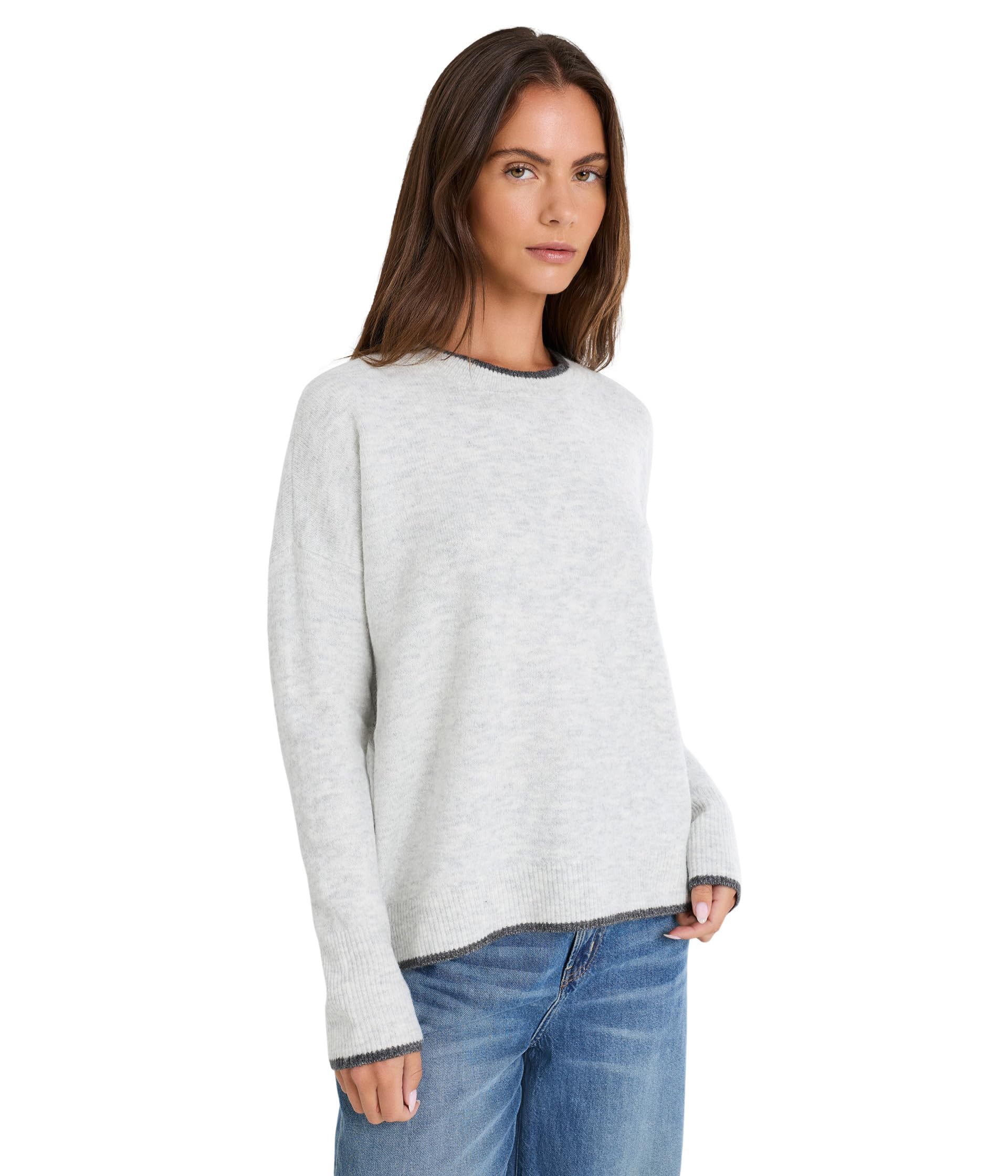 Crew Neck with Tipping At Neck Cuff and Hem