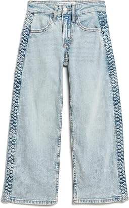 Braided High-Rise Wide Leg Jeans (Big Kid)