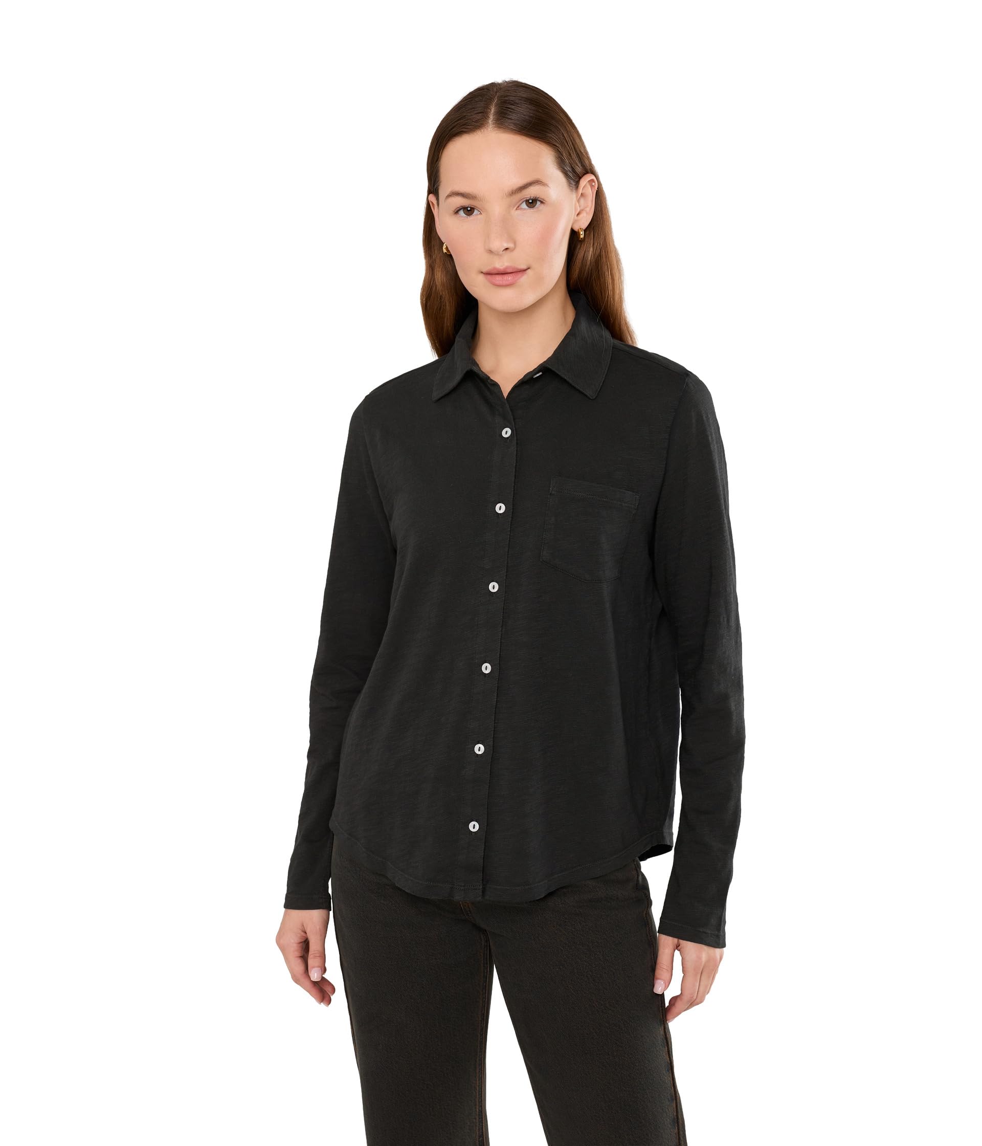 Garment Dye Tee, Long Sleeve, Button Front Shirt w/ Collar