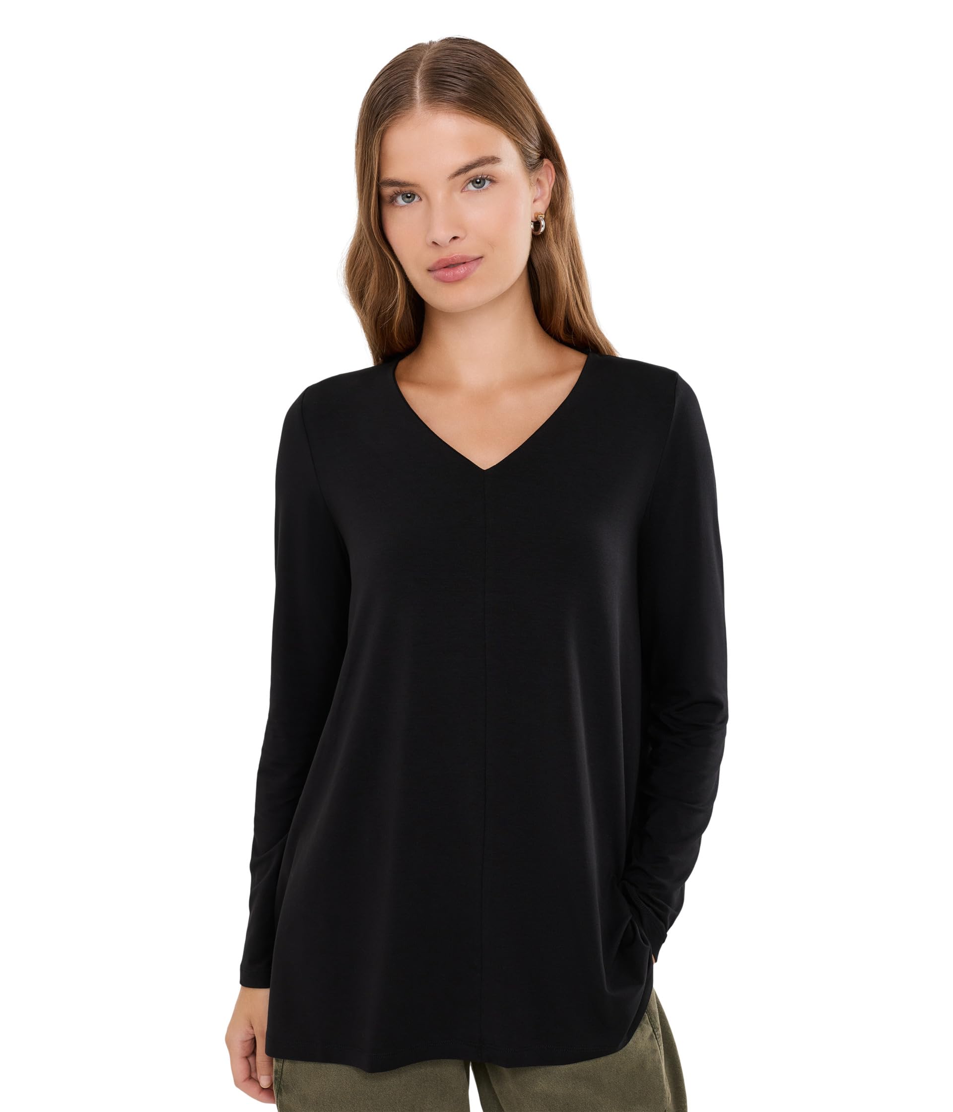 Туника V-neck из эластичного трикотажа Petite Fine Stretch Jersey Knit