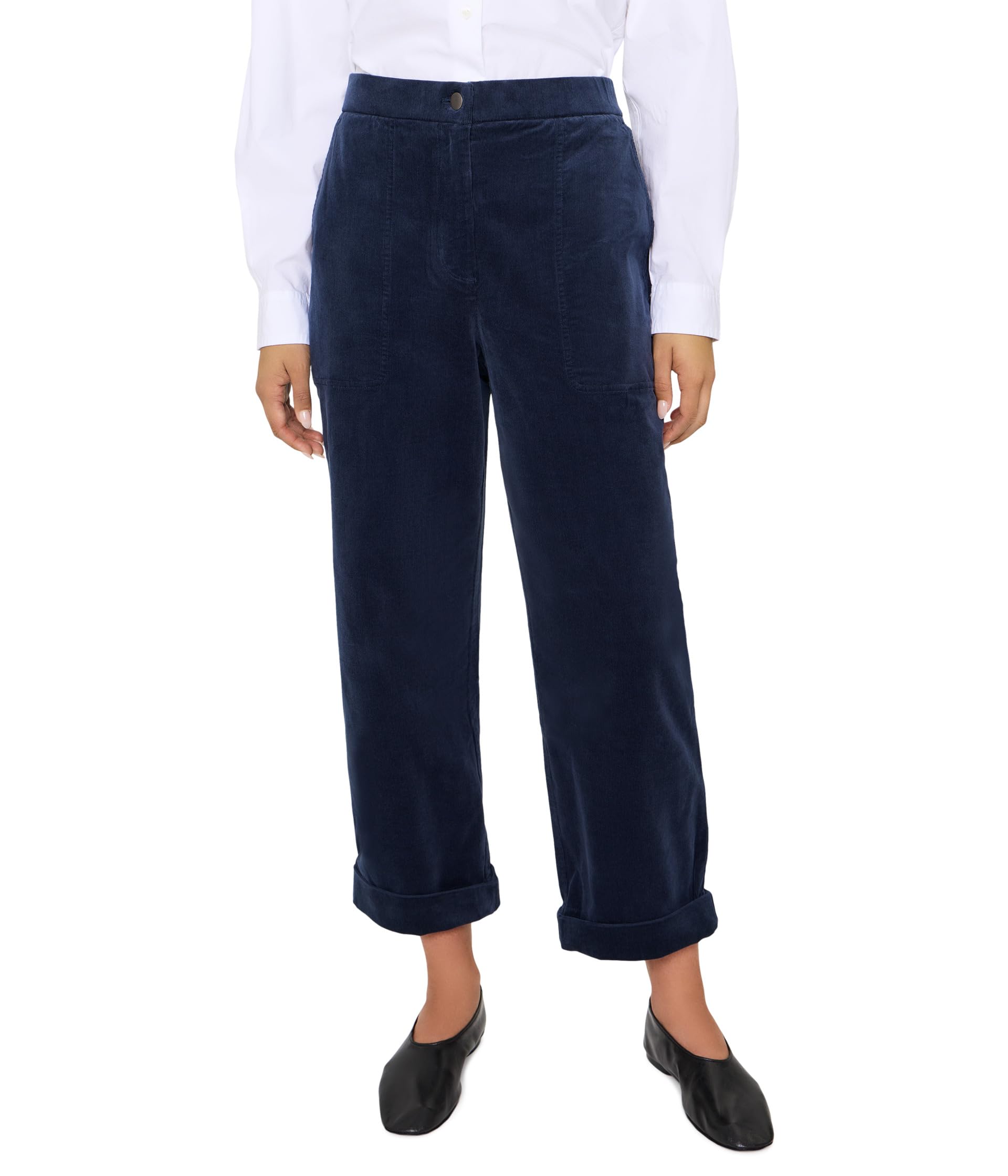 Брюки прямого кроя из эластичного вельвета Organic Cotton Stretch Corduroy Ankle Straight Pants