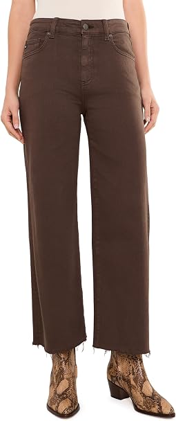 Saige Wide Leg Crop Mid-Rise Fit in Sulfur Burnt Umber