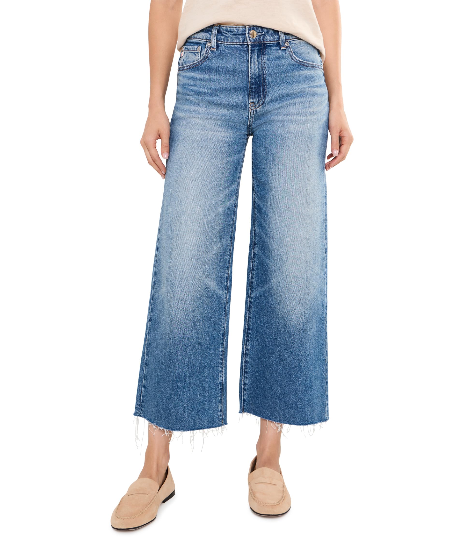 Saige Wide Leg Crop Mid-Rise Fit Jeans in 17 Years Duet