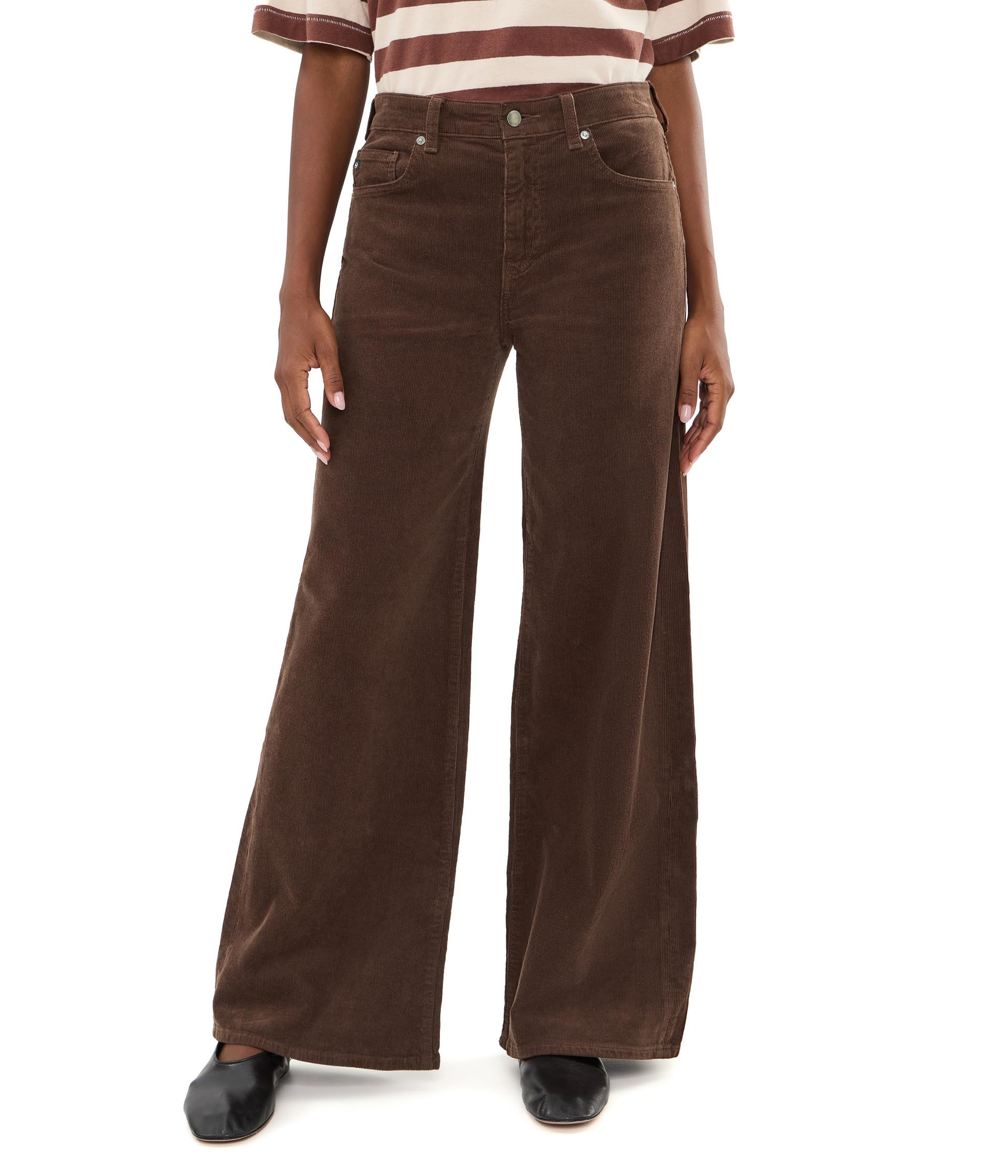 Saige Wide Leg Mid-Rise Fit Corduroy Pants in Jazz Berry