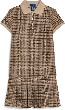 Tweed-Print Stretch Mesh Polo Dress (Toddler/Little Kid)