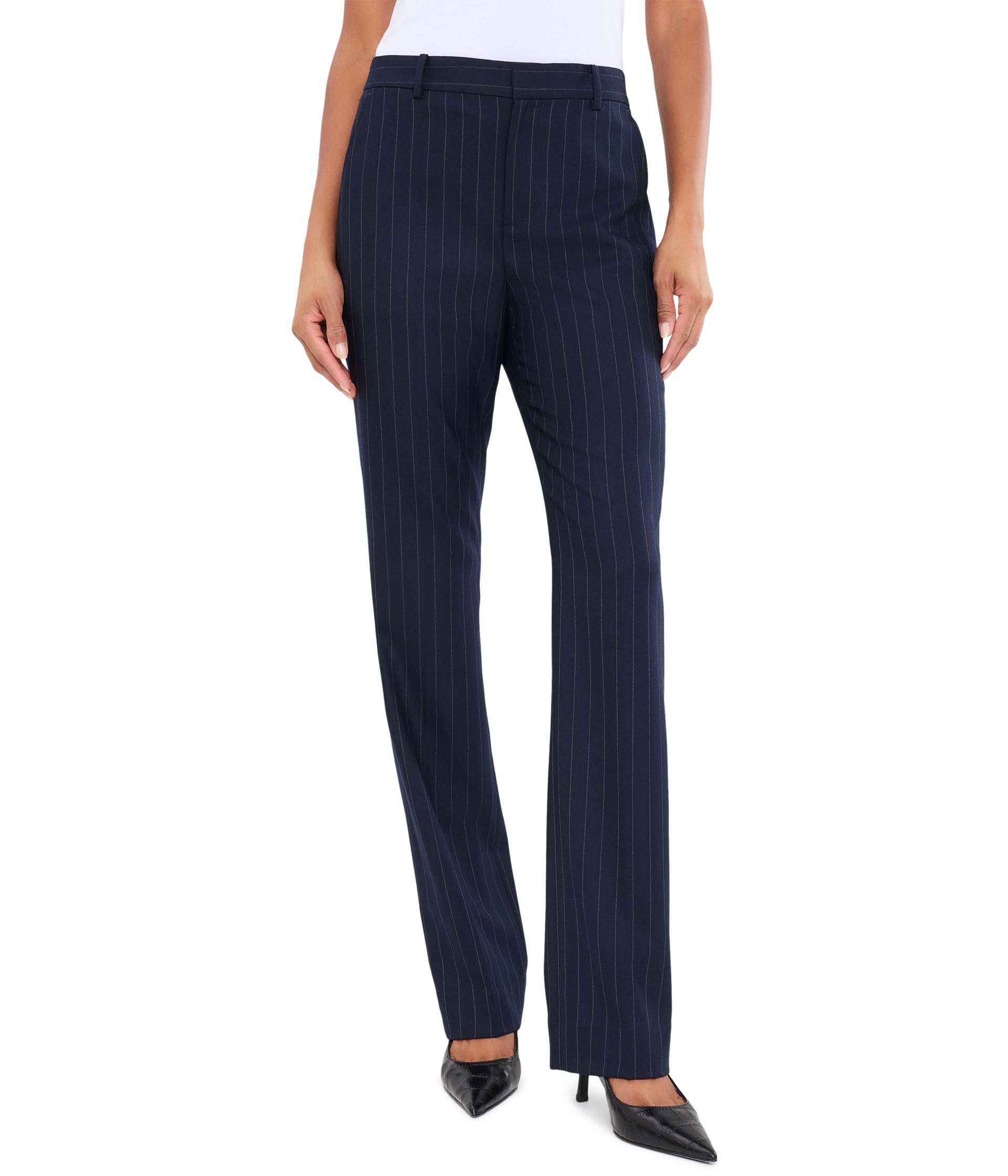 Pinstripe Wool-Blend Twill Straight Pants