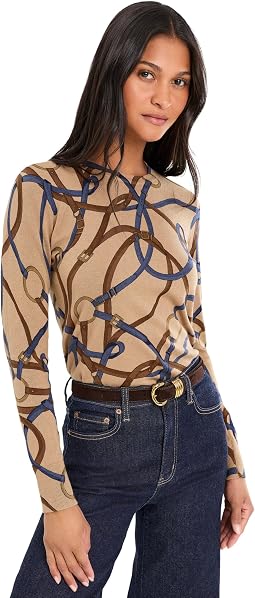 Belting-Print Cotton-Modal Sweater