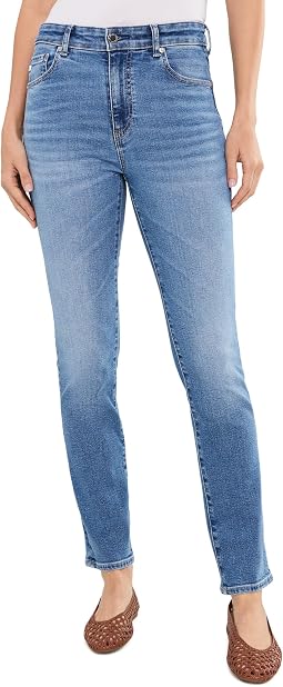 Mari Mid-Rise Slim Straight Pants in Bass