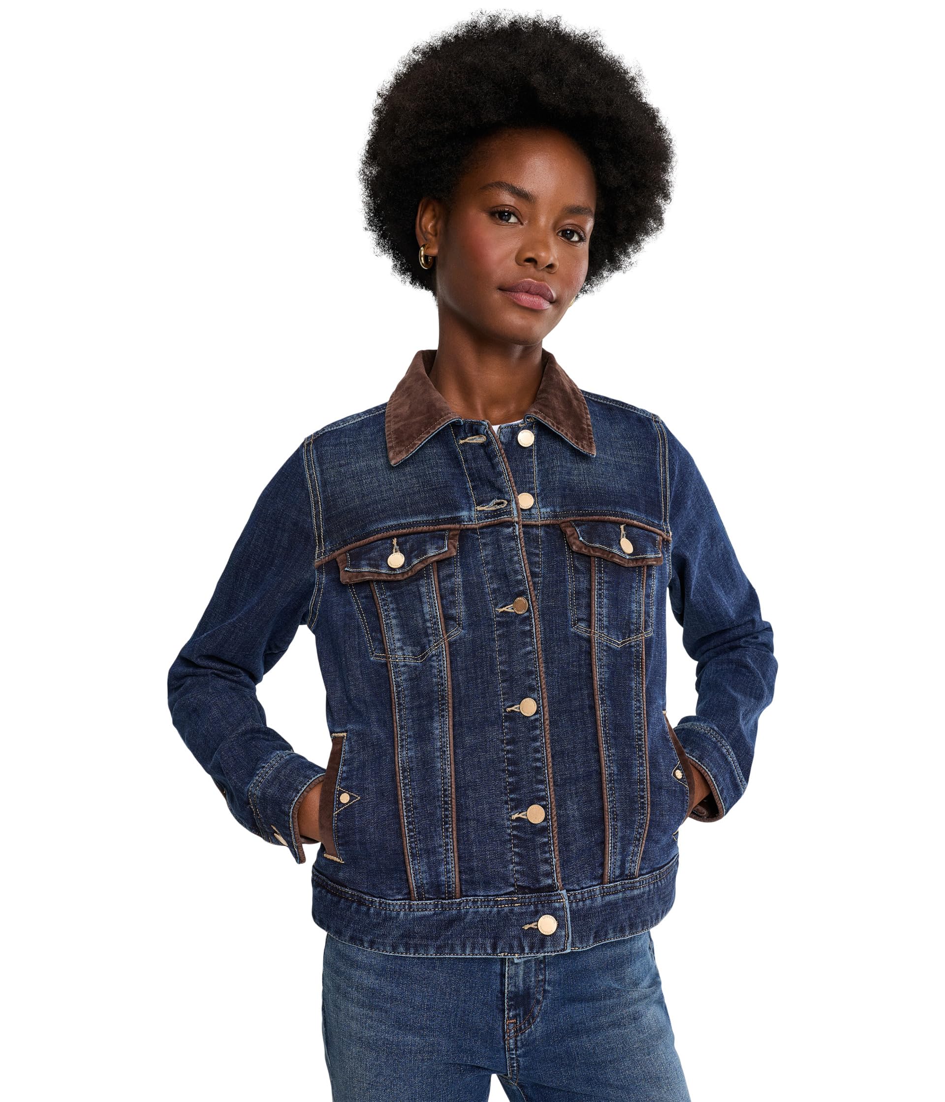 Classic Trucker Jacket with Velvet Detailing