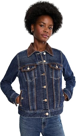 Classic Trucker Jacket with Velvet Detailing